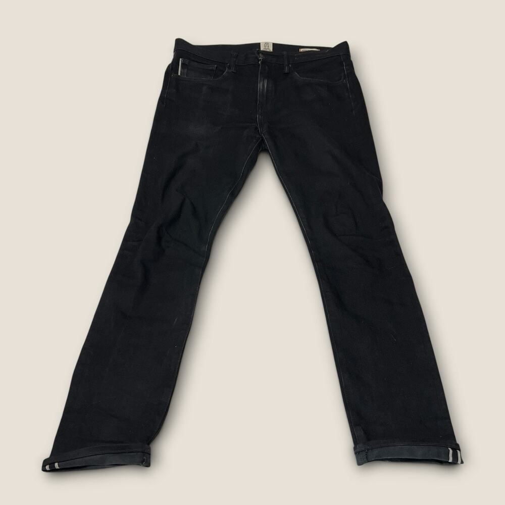Kato’ By Pants USA Jeans Mens Size 32 Black Denim Made In 5 Pocket Selvedge Slim